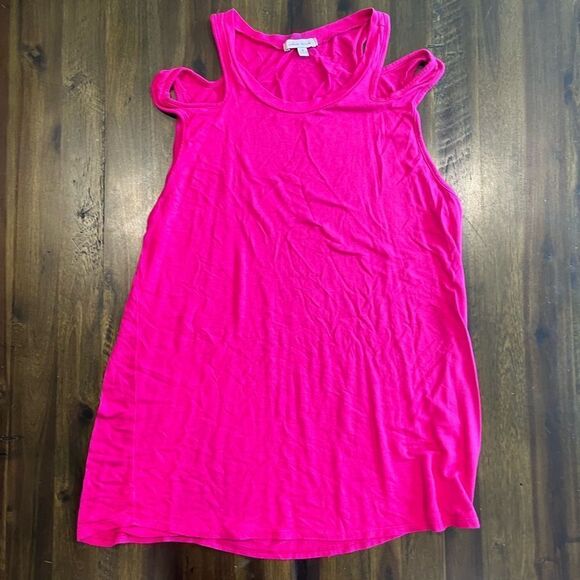 white birch Tops - White Birch Hot Pink Sleeveless Cold Shoulder Blouse